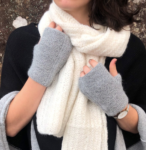Hand Knitted Adult's Alpaca Fingerless Mittens