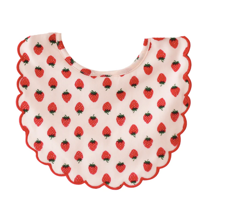 Scallop Edge Bib Strawberries
