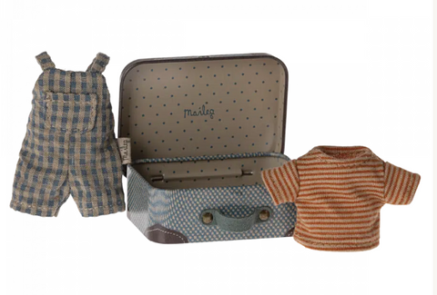 Maileg Overalls & Shirt in Suitcase - Big Brother Mouse.