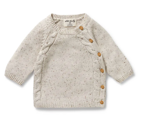 Cookie & Cream Organic Knitted Kimono Cardigan.