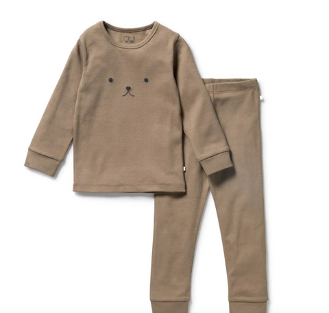 Walnut Organic Rib Long sleeve Pyjamas