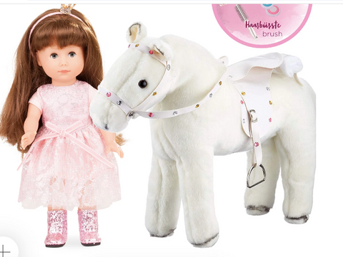 Götz Just Like Me Girl Doll Chole - Riding fun with her Pony (Horse) White Lightning