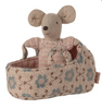 Maileg Baby Mouse in Carry Cot Maileg Baby Mouse in Carry Cot