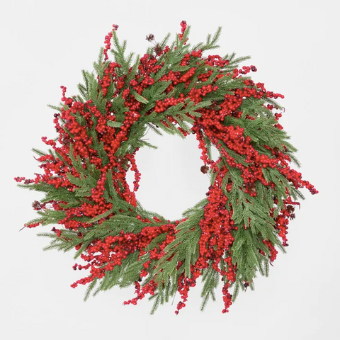 Cypress & Red Berry Wreath 65cm