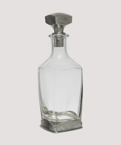 Square Glass Decanter with Pewter Stopper.