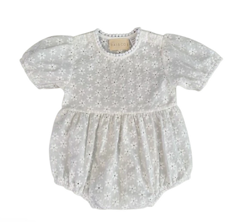 Rai & Co Eliza Embroidered Lace Romper.