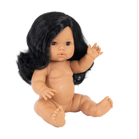 Mini Colettos – Black Wavy Hair Girl Doll - Aurora - 34cm