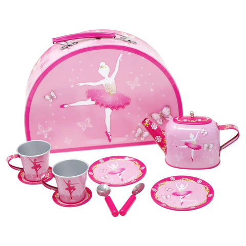 Pink Poppy Butterfly Ballet Tin Tea Set