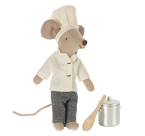 Maileg Royal Chef Mouse with Pot and Spoon.