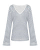 Jac Cadeaux Striped Long Sleeve Top - V Neck Jac Cadeaux Striped Long Sleeve Top - V Neck