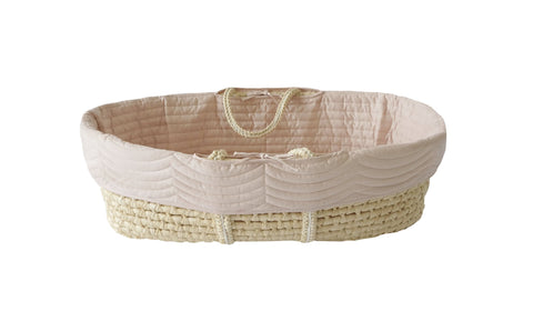 Moses Basket with Lining - Shell Pink