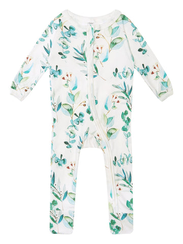 Botanical Baby Long Sleeve Onesie - Soft Foliage
