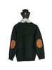 Forest Green Freddie Crew Neck Jumper with Tan Patches Forest Green Freddie Crew Neck Jumper with Tan Patches