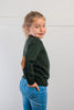 Forest Green Freddie Crew Neck Jumper with Tan Patches Forest Green Freddie Crew Neck Jumper with Tan Patches