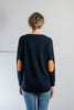 Bow & Arrow Navy Swing Jumper with Tan Patches