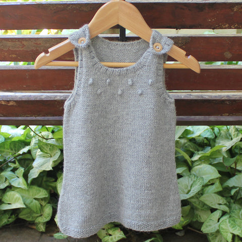 Hand Knitted Alpaca Baby Dress - Grey