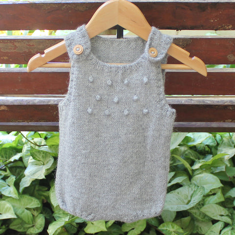 Hand Knitted Alpaca Baby Romper - Grey