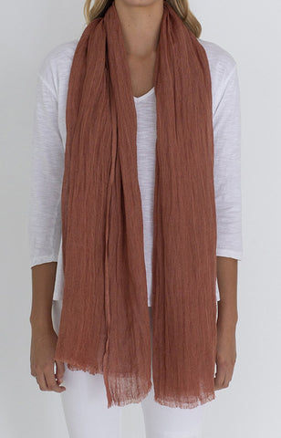 Humidity Lifestyle Luxe Linen Scarf - Rust