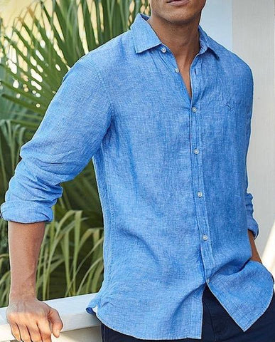 Corn Flower Blue Linen Shirt