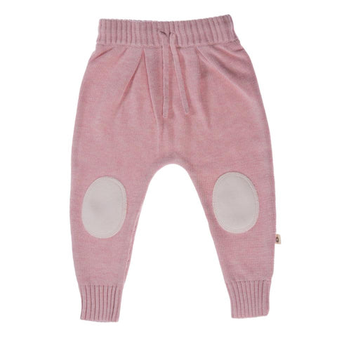 Pleated Front Knitted Pant - Blush Pink