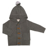 Pom Pom Hood Knit Jacket - Charcoal Pom Pom Hood Knit Jacket - Charcoal