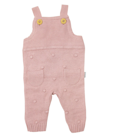 Baby Polka Knit Overall with Matching Beanie - Pink