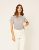 Jac Cadeaux Short Sleeve Stripe Linen Tee - Navy Jac Cadeaux Short Sleeve Stripe Linen Tee - Navy