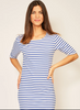 Jac Cadeaux Royal Blue Cotton Stripe Dress. Jac Cadeaux Royal Blue Cotton Stripe Dress.