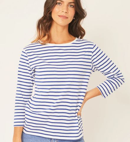 Jac Cadeaux Royal Blue Cotton Stripe Tee.