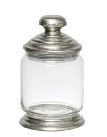 Glass & Pewter Storage Jar.