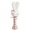 Alimrose Bunny Stick Rattle Rose Check Alimrose Bunny Stick Rattle Rose Check