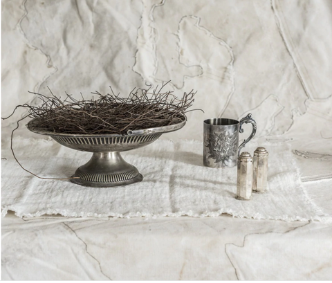 Aqua Vireo Linen Table Runner