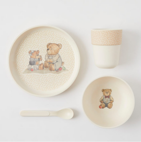 Notting Hill Bear Bamboo 4PC Dinner Set