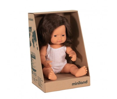 Miniland Caucasian Girl, Brunette, 38 cm