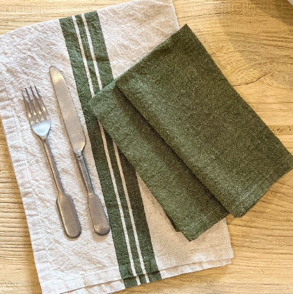 Napkins Lin/Cot s/6 - olive  Close
