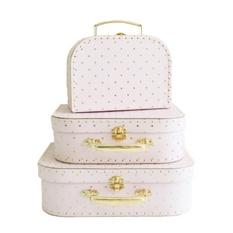 Carry Case Set 3pcs Pink & Gold Spot