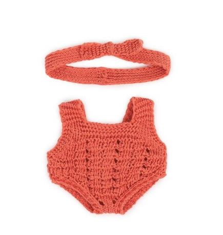 Miniland Clothing Eco Knitted Rompers and Hairband, 21 cm