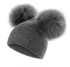 Double Pom Pom Ribbed Children's Beanies - BRO1. Double Pom Pom Ribbed Children's Beanies - BRO1.