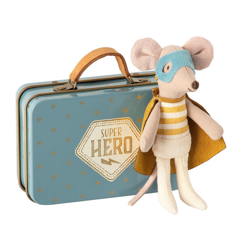 Maileg Superhero Mouse in Suitcase