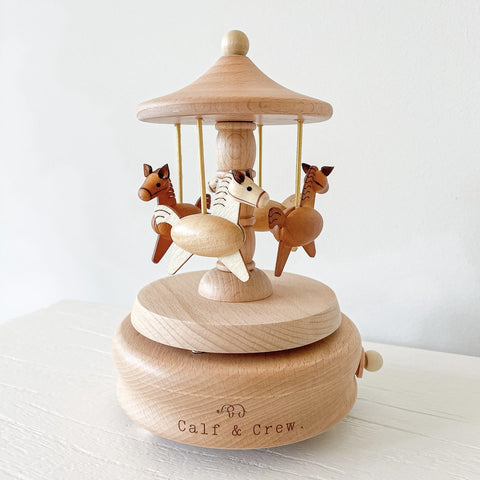 Calf & Crew - Wooden Musical Carousel (Horses)