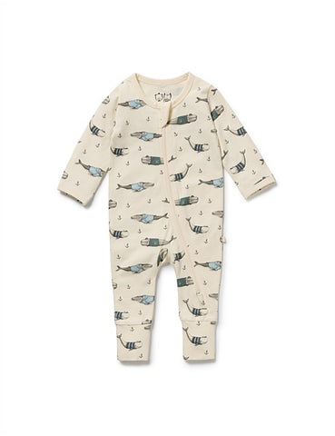 Wilson & Frenchy Woolly Whales Zipsuit with Feet (Copy)