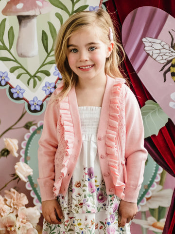 Fleur Harris Bow Cardigan - Light Strawberry