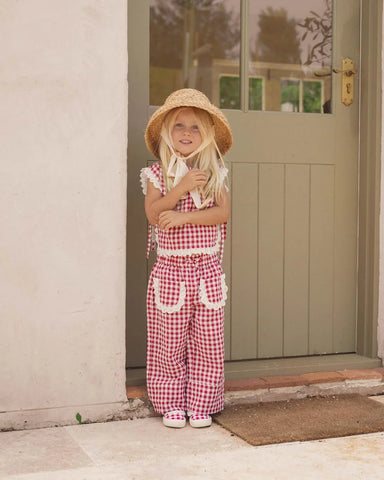 Walnut Plum Top - Red and White Check