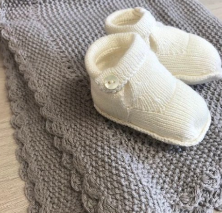 Hand Knitted Baby Shoe.