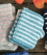 Hand Knitted Striped Fingerless Baby Mittens.