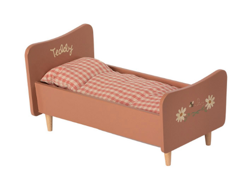 Maileg Wooden Bed Teddy Mum Rose.
