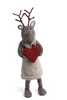 Gry & Sif big Grey Felt Deer with Heart.