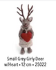 Gry & Sif Small Grey Felt Deer with Heart.