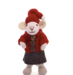 Gry & Sif Small White Mouse with Red Jacket & Red Christmas Hat.