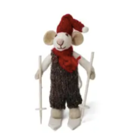Gry & Sif white Boy Mouse on Skis - 20323
